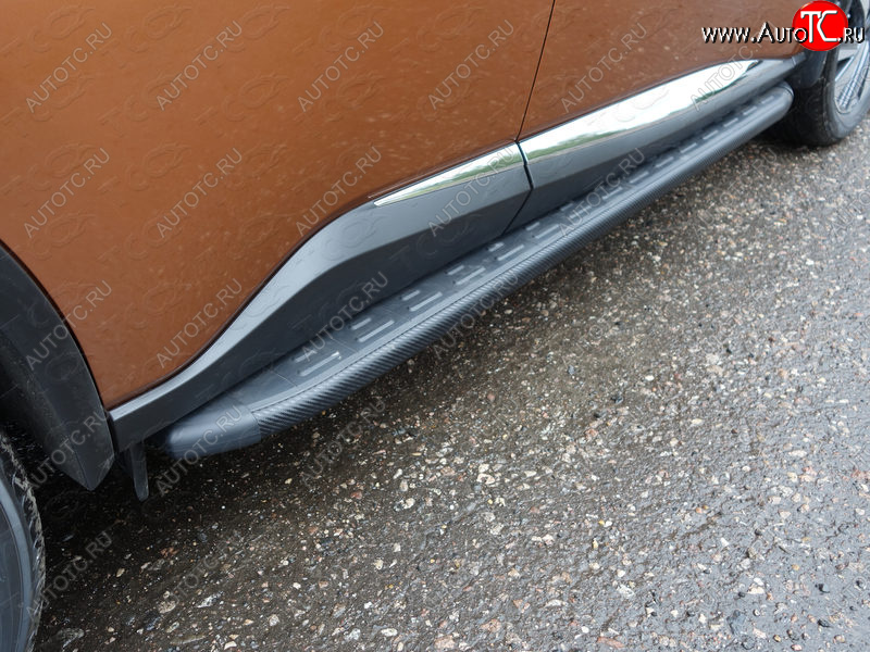 21 999 р. Пороги алюминиевые с пластиковой накладкой ТСС Тюнинг  Nissan Murano  3 Z52 (2015-2022) дорестайлинг (карбон черные)  с доставкой в г. Майкоп
