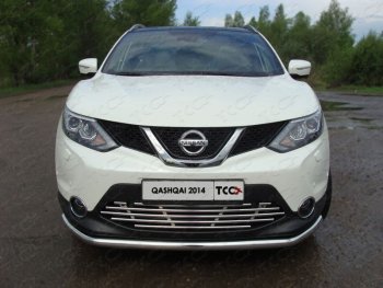 Декоративная вставка переднего бампера ТСС Тюнинг Nissan Qashqai 2 J11 дорестайлинг (2013-2019) (d 16 мм)