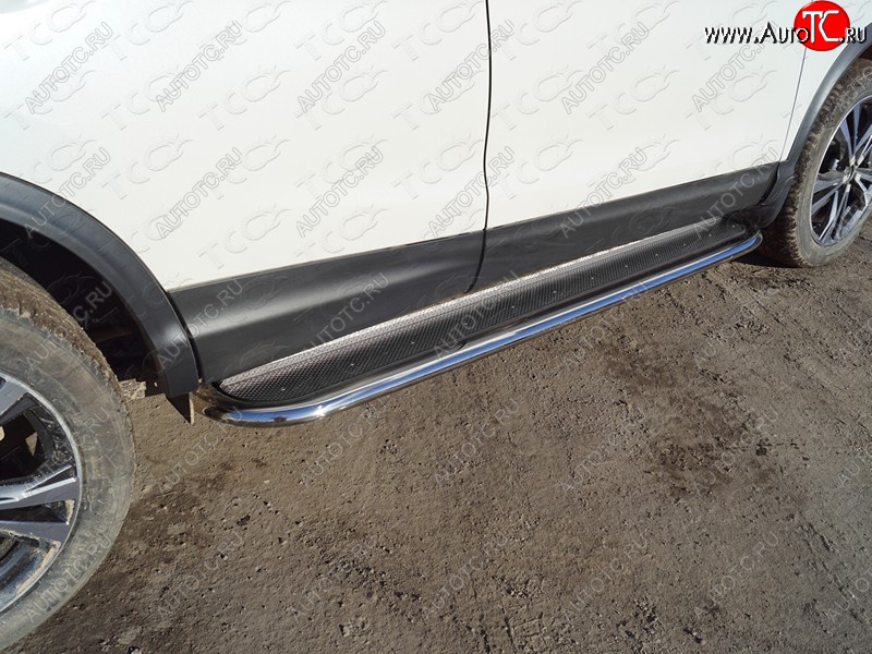 44 999 р. Пороги с площадкой 75х42 мм ТСС Тюнинг  Nissan Qashqai  2 (2013-2019) J11 дорестайлинг (нержавейка)  с доставкой в г. Майкоп