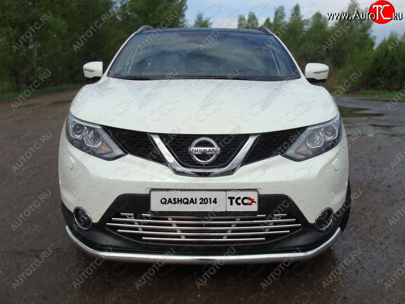 8 799 р. Декоративная вставка переднего бампера ТСС Тюнинг Nissan Qashqai 2 J11 дорестайлинг (2013-2019) (d 16 мм)  с доставкой в г. Майкоп