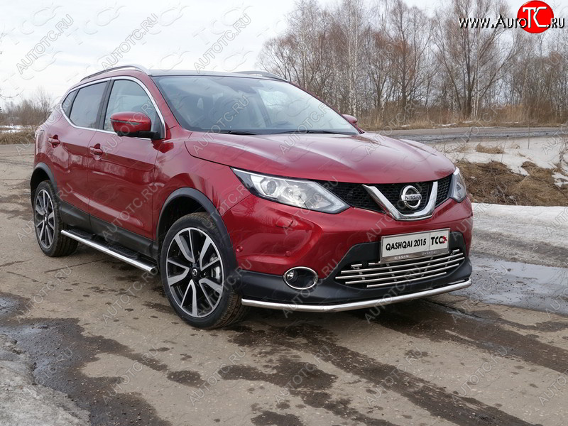 15 999 р. Защита переднего бампера нижняя 42,4 мм ТСС Тюнинг Nissan Qashqai 2 J11 дорестайлинг (2013-2019) (нержавейка)  с доставкой в г. Майкоп