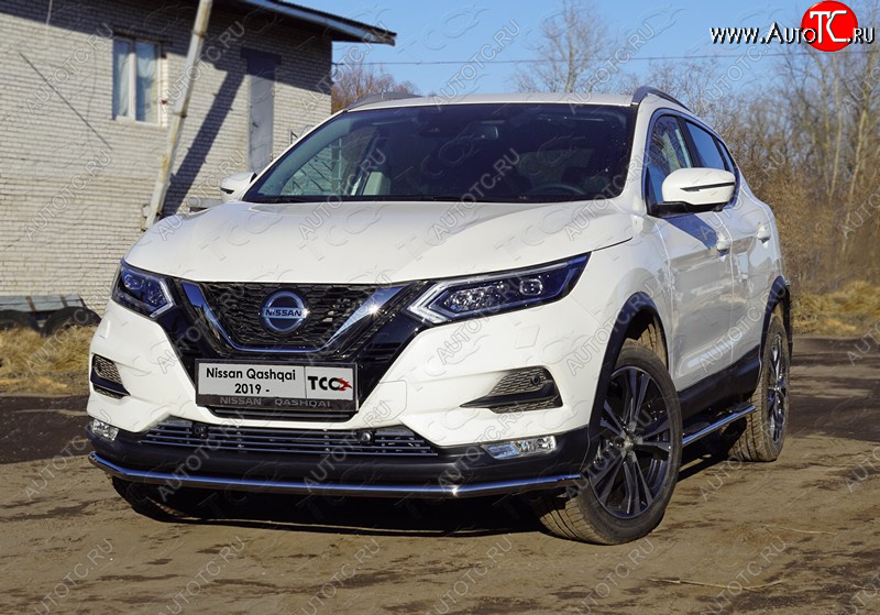 17 099 р. Защита переднего бампера нижняя 42,4 мм ТСС Тюнинг  Nissan Qashqai  2 (2017-2022) J11 рестайлинг (нержавейка)  с доставкой в г. Майкоп