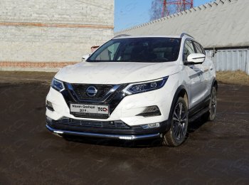 Защита переднего бампера нижняя с ДХО 60,3 мм ТСС Тюнинг Nissan Qashqai  2 (2017-2022) J11 рестайлинг (нержавейка)
