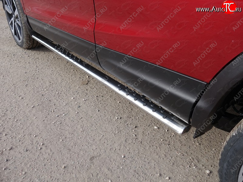 31 399 р. Пороги овальные с проступью 75х42 мм ТСС Тюнинг Nissan Qashqai 2 J11 рестайлинг (2017-2022) (серые)  с доставкой в г. Майкоп