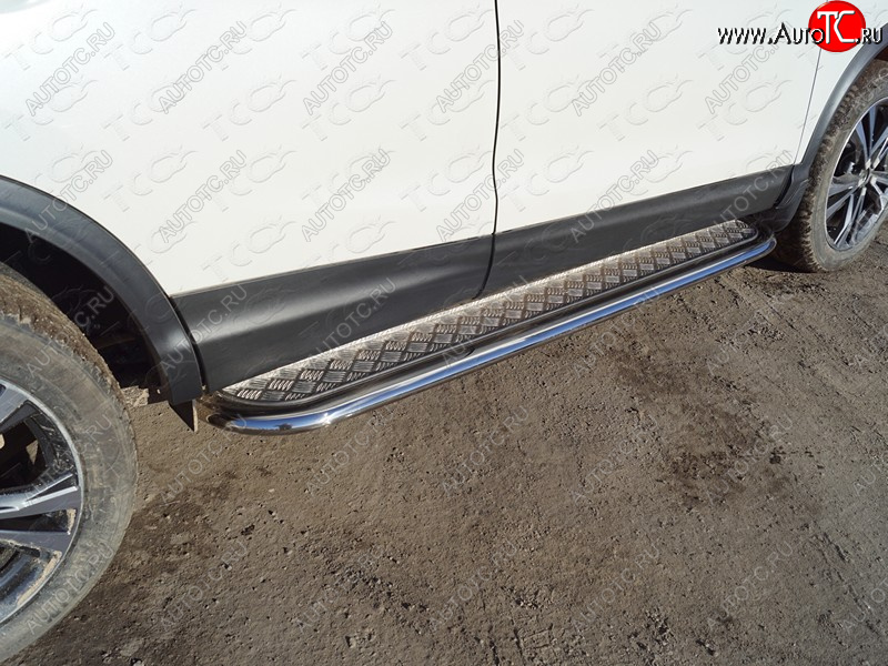 39 949 р. Пороги с площадкой 75х42 мм ТСС Тюнинг Nissan Qashqai 2 J11 рестайлинг (2017-2022) (серые)  с доставкой в г. Майкоп