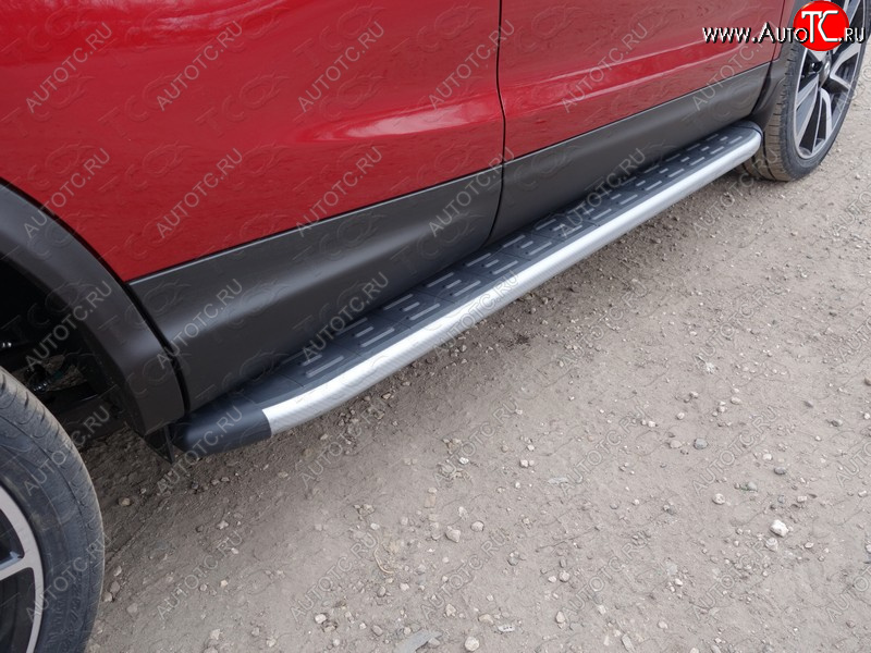 21 999 р. Пороги алюминиевые с пластиковой накладкой ТСС Тюнинг  Nissan Qashqai  2 (2017-2022) J11 рестайлинг (карбон )  с доставкой в г. Майкоп