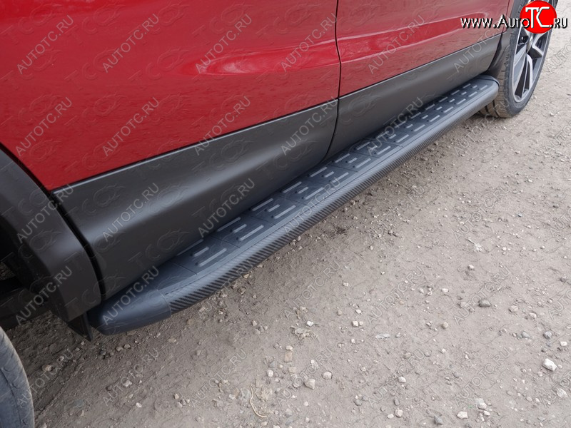 21 999 р. Пороги алюминиевые с пластиковой накладкой ТСС Тюнинг  Nissan Qashqai  2 (2017-2022) J11 рестайлинг (карбон черные)  с доставкой в г. Майкоп