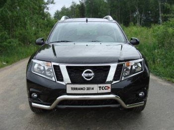 Защита переднего бампера кенгурин 60,3 мм ТСС Тюнинг Nissan Terrano  D10 (2013-2016) дорестайлинг (нержавейка)