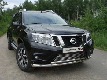 Защита передняя нижняя двойная 60,3*42,4 мм ТСС Тюнинг Nissan Terrano D10 дорестайлинг (2013-2016) (нержавейка)