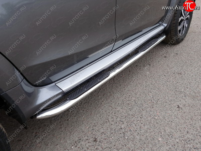33 999 р. Пороги овальные гнутые с накладкой 75х42 мм ТСС Тюнинг  Nissan Terrano  D10 (2013-2016) дорестайлинг (серые)  с доставкой в г. Майкоп