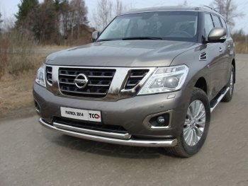 Защита передняя нижняя двойная 76,1*60,3 мм Тюнинг Nissan Patrol 6 Y62 рестайлинг (2014-2017) (нержавейка)
