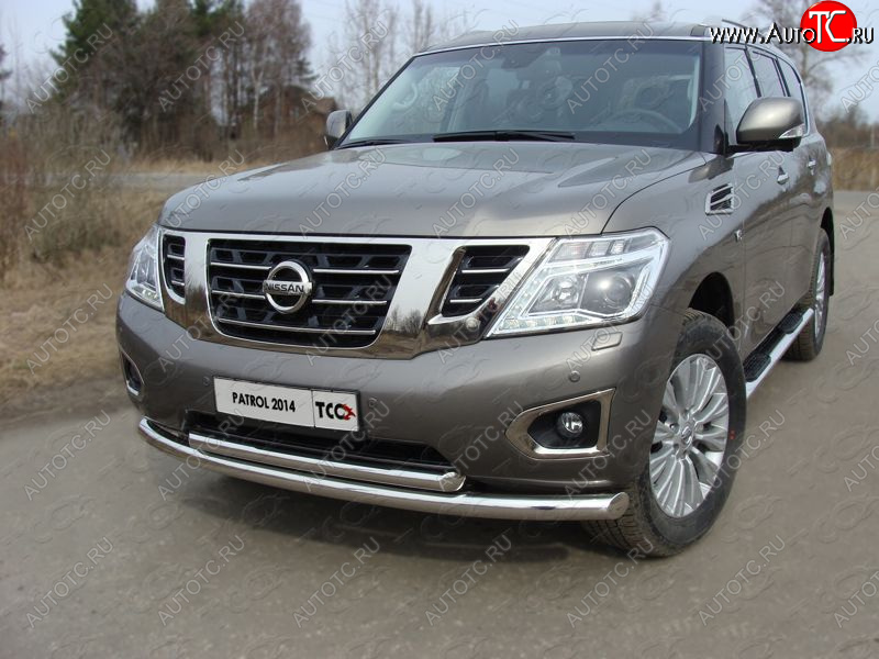 36 299 р. Защита передняя нижняя двойная 76,1*60,3 мм Тюнинг Nissan Patrol 6 Y62 рестайлинг (2014-2017) (нержавейка)  с доставкой в г. Майкоп