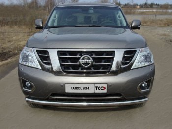 Защита переднего бампера нижняя 76,1 мм ТСС тюнинг Nissan Patrol  6 (2014-2017) Y62 рестайлинг (нержавейка)