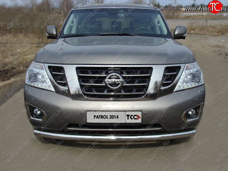 29 449 р. Защита переднего бампера нижняя 76,1 мм ТСС тюнинг Nissan Patrol 6 Y62 рестайлинг (2014-2017) (нержавейка)  с доставкой в г. Майкоп