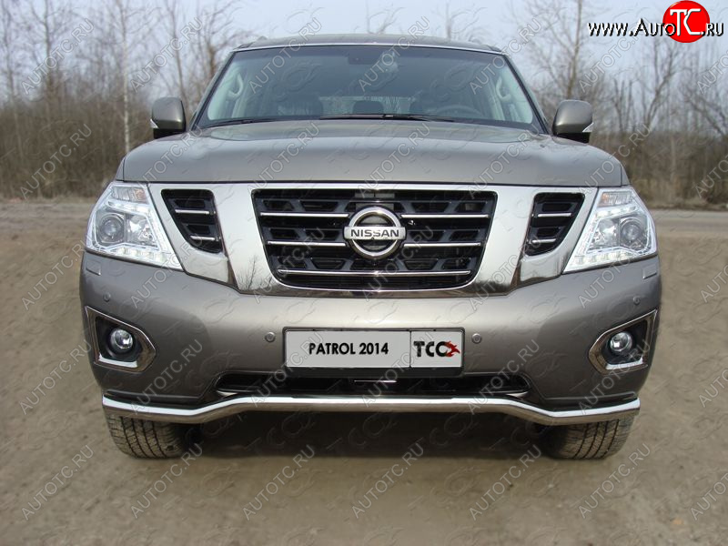 26 499 р. Защита переднего бампера кенгурин 60,3 мм ТСС Тюнинг Nissan Patrol 6 Y62 рестайлинг (2014-2017) (нержавейка)  с доставкой в г. Майкоп