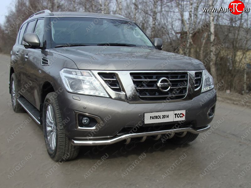 33 849 р. Защита переднего бампера кенгурин с вставкой 60,3 мм ТСС Тюнинг Nissan Patrol 6 Y62 рестайлинг (2014-2017) (нержавейка)  с доставкой в г. Майкоп