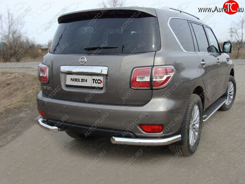 21 999 р. Защита задняя (уголки, нержавейка 76,1 мм) ТСС Тюнинг  Nissan Patrol  6 (2014-2017) Y62 рестайлинг  с доставкой в г. Майкоп
