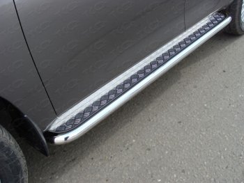 Пороги с площадкой 60,3 мм ТСС Тюнинг Nissan Patrol 6 Y62 рестайлинг (2014-2017) (серые)