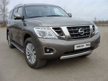 Защита переднего бампера нижняя овальная 75х42 мм ТСС Тюнинг Nissan Patrol  6 (2014-2017) Y62 рестайлинг (нержавейка)