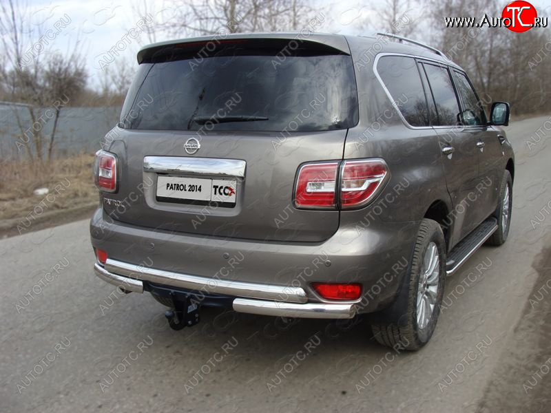 54 999 р. Защита задняя под фаркоп (центральная, нержавейка d75*75 мм) ТСС Тюнинг  Nissan Patrol  6 (2014-2017) Y62 рестайлинг (центральная)  с доставкой в г. Майкоп