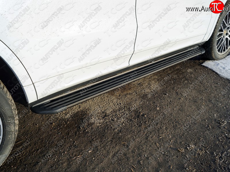 21 999 р. Пороги алюминиевые Slim Line ТСС Тюнинг  Porsche Cayenne  PO536 (2018-2025) (Black )  с доставкой в г. Майкоп