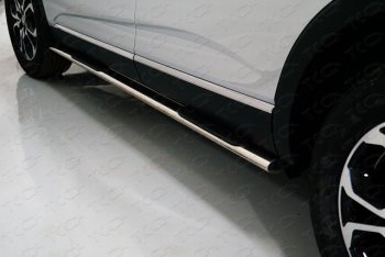 Пороги овальные с накладкой 75х42 мм ТСС Тюнинг Renault Arkana (2019-2025) (серые)