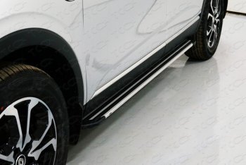 Пороги алюминиевые Slim Line ТСС Тюнинг Renault Arkana (2019-2025) (Silver)