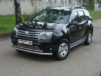 Защита переднего бампера нижняя двойная 60,3*42,4 мм ТСС Тюнинг Renault Duster  HS (2010-2015) дорестайлинг (нержавейка)