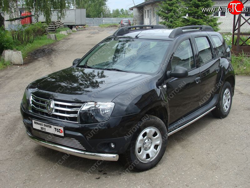20 699 р. Защита переднего бампера овальная длинная 75*42 мм ТСС Тюнинг Renault Duster HS дорестайлинг (2010-2015) (нержавейка)  с доставкой в г. Майкоп