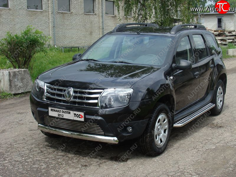 15 899 р. Защита передняя овальная короткая 75х42 мм ТСС Тюнинг Renault Duster HS дорестайлинг (2010-2015) (нержавейка)  с доставкой в г. Майкоп