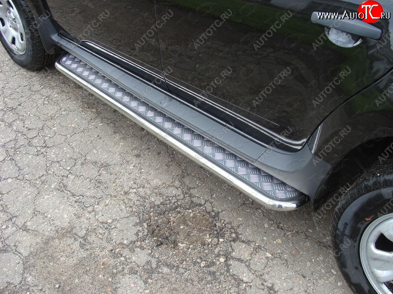 27 849 р. Пороги с площадкой 42,4 мм ТСС Тюнинг Renault Duster HS дорестайлинг (2010-2015) (серые)  с доставкой в г. Майкоп