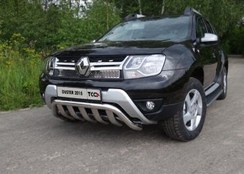 Защита переднего бампера кенгурин с вставкой 60,3*75 мм ТСС Тюнинг Renault Duster  HS (2015-2021) рестайлинг (нержавейка)