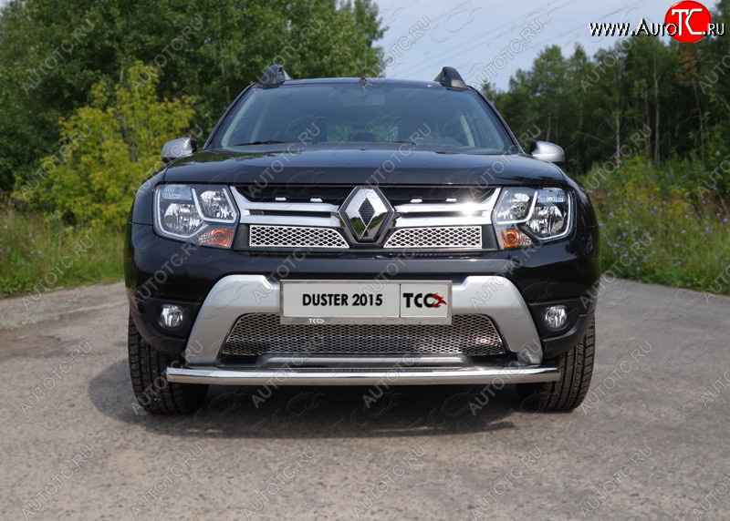 14 699 р. Защита переднего бампера нижняя d60,3 мм ТСС Тюнинг  Renault Duster  HS (2015-2021) рестайлинг (нержавейка)  с доставкой в г. Майкоп