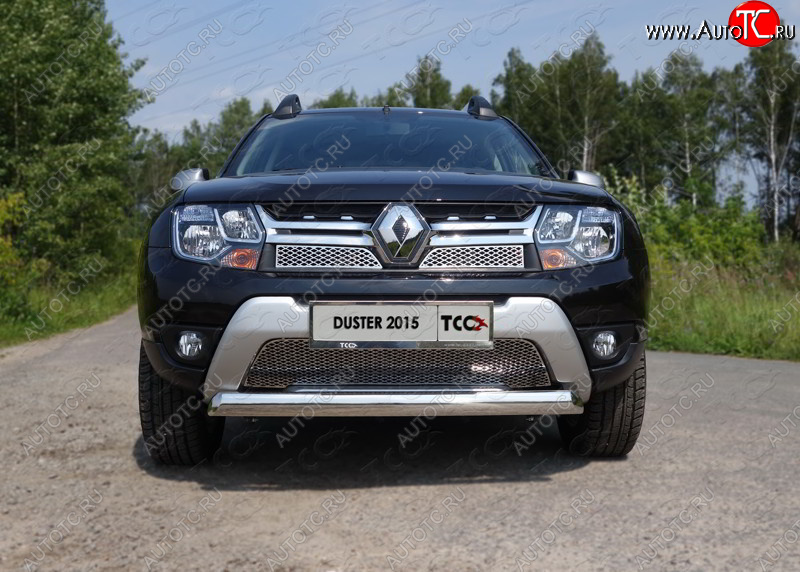 12 749 р. Защита переднего бампера нижняя овальная 75х42 мм ТСС Тюнинг  Renault Duster  HS (2015-2021) рестайлинг (нержавейка)  с доставкой в г. Майкоп