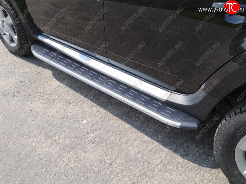 21 999 р. Пороги алюминиевые с пластиковой накладкой ТСС Тюнинг  Renault Duster  HS (2015-2021) рестайлинг (карбон серебро)  с доставкой в г. Майкоп
