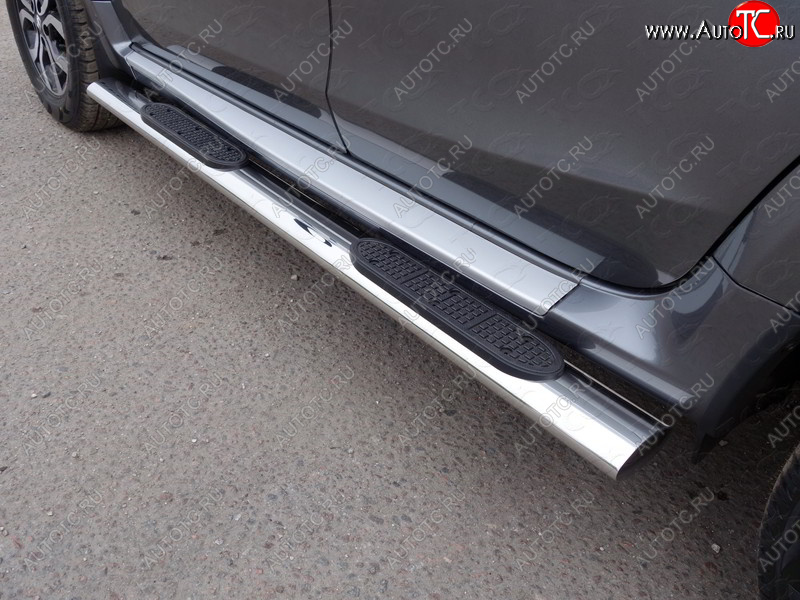 33 999 р. Пороги овальные гнутые с накладкой 75х42 мм ТСС Тюнинг  Renault Duster  HS (2015-2021) рестайлинг (серые)  с доставкой в г. Майкоп