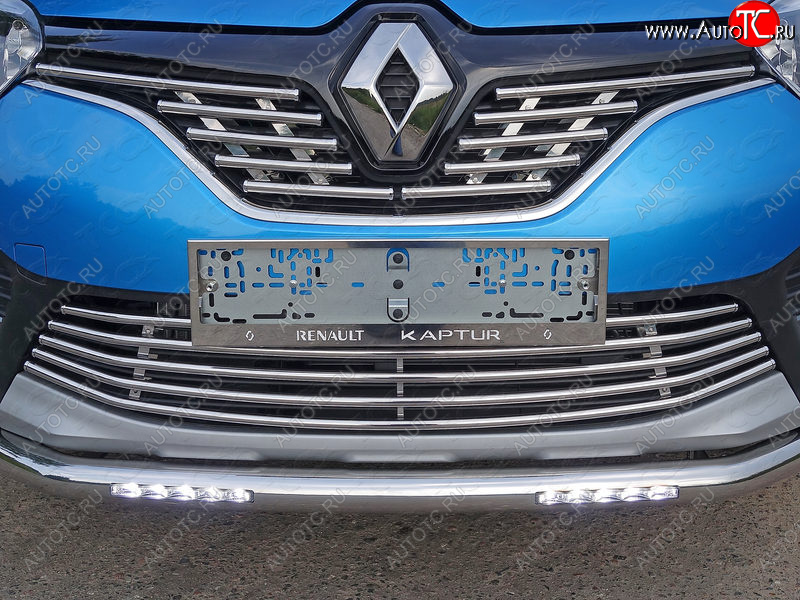 8 799 р. Нижняя декоративная вставка в бампер ТСС Тюнинг  Renault Kaptur (2016-2020) дорестайлинг (d 16 мм)  с доставкой в г. Майкоп