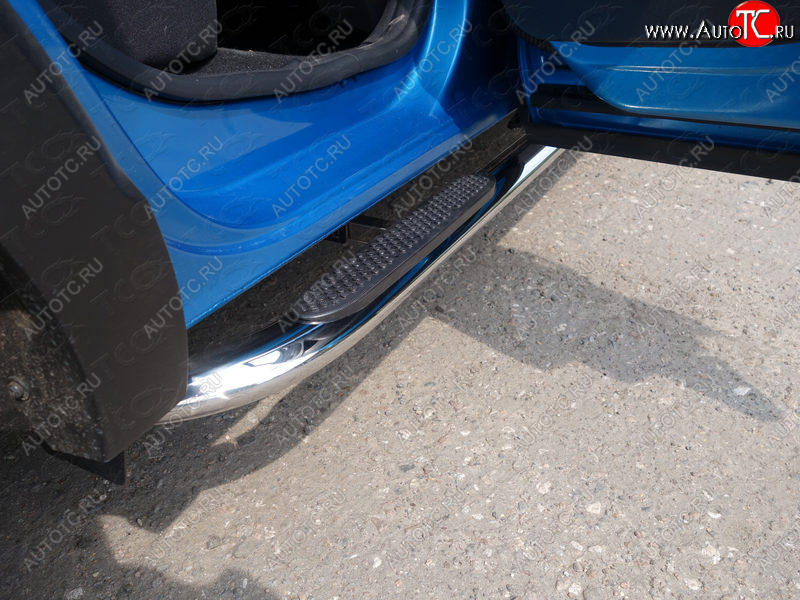 31 399 р. Пороги овальные гнутые с накладкой 75х42 мм ТСС Тюнинг  Renault Kaptur (2016-2020) дорестайлинг (серые)  с доставкой в г. Майкоп