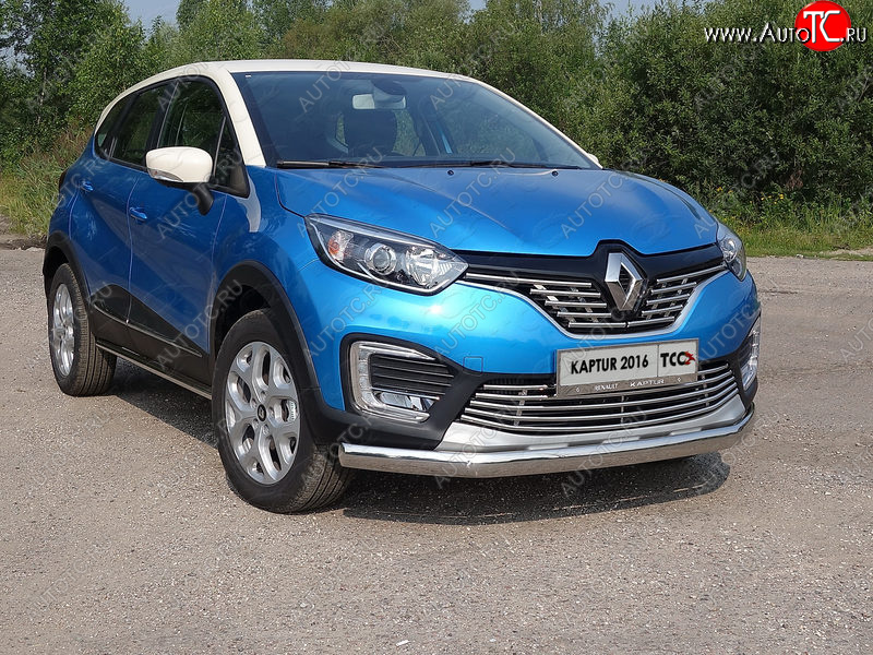 18 999 р. Защита переднего бампера нижняя овальная 75х42 мм ТСС Тюнинг  Renault Kaptur (2016-2020) дорестайлинг (нержавейка)  с доставкой в г. Майкоп