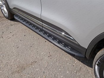 Пороги алюминиевые с пластиковой накладкой ТСС Тюнинг Renault Koleos  2 (2016-2025) (карбон черные)