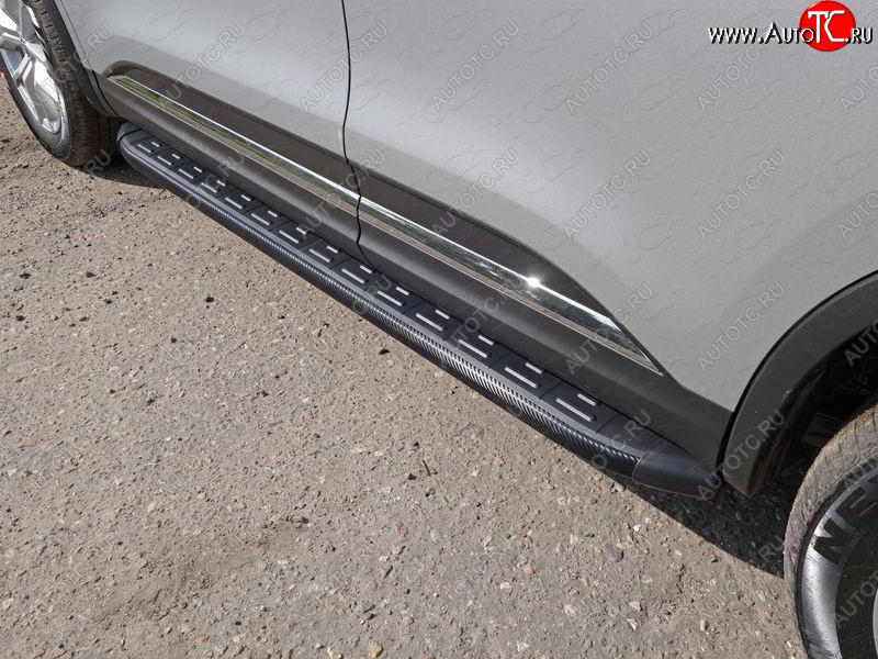 21 999 р. Пороги алюминиевые с пластиковой накладкой ТСС Тюнинг  Renault Koleos  2 (2016-2025) (карбон черные)  с доставкой в г. Майкоп