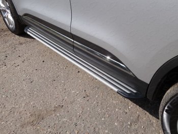 Пороги алюминиевые Slim Line ТСС Тюнинг Renault Koleos  2 (2016-2025) (Silver)