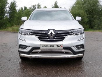 Защита переднего бампера нижняя овальная с ДХО 75х42 мм ТСС Тюнинг Renault Koleos  2 (2016-2025) (нержавейка)