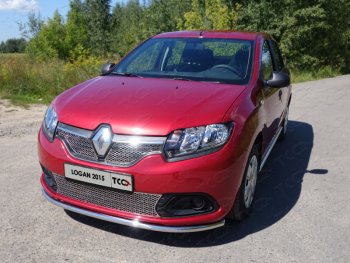 Защита переднего бампера нижняя d42,4 мм ТСС Тюнинг Renault Logan  2 (2014-2018) дорестайлинг (нержавейка)