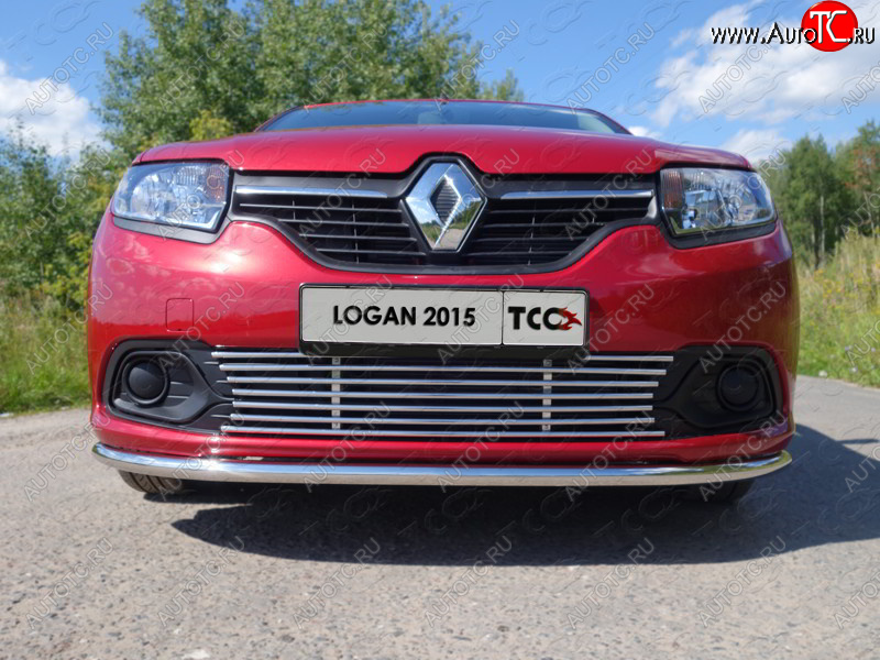 8 799 р. Нижняя декоративная вставка в бампер ТСС Тюнинг  Renault Logan  2 (2014-2018) дорестайлинг (d 12 мм)  с доставкой в г. Майкоп