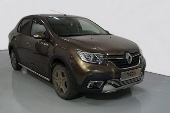 Защита порогов труба d42,4 мм ТСС Тюнинг Renault Logan Stepway (2018-2025) (серые)