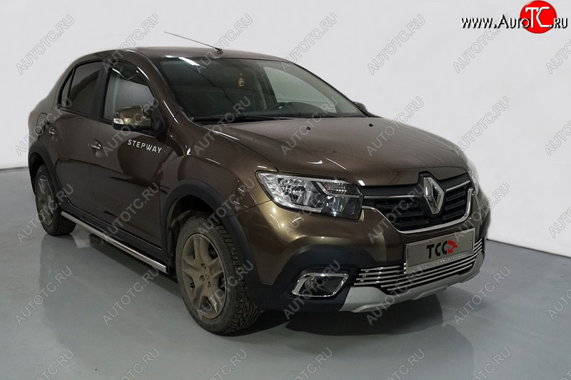 19 599 р. Защита порогов труба d42,4 мм ТСС Тюнинг  Renault Logan Stepway (2018-2025) (серые)  с доставкой в г. Майкоп