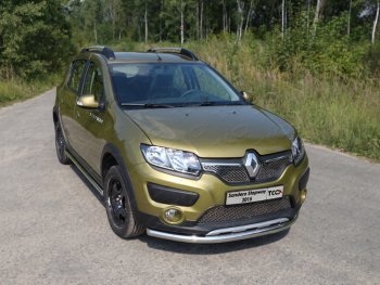 Защита переднего бампера нижняя d60,3 мм ТСС Тюнинг Renault Sandero Stepway  (B8) (2014-2018) дорестайлинг (нержавейка)