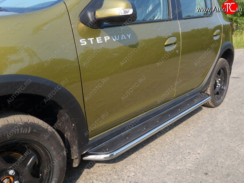 36 999 р. Пороги с площадкой 42,4 мм ТСС Тюнинг  Renault Sandero Stepway  (B8) (2014-2018) дорестайлинг (нержавейка)  с доставкой в г. Майкоп