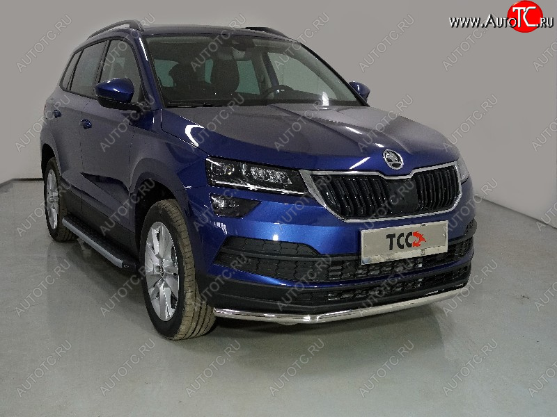 15 999 р. Защита переднего бампера нижняя d42,4 мм ТСС Тюнинг  Skoda Karoq  NU7 (2020-2025) рестайлинг (нержавейка)  с доставкой в г. Майкоп